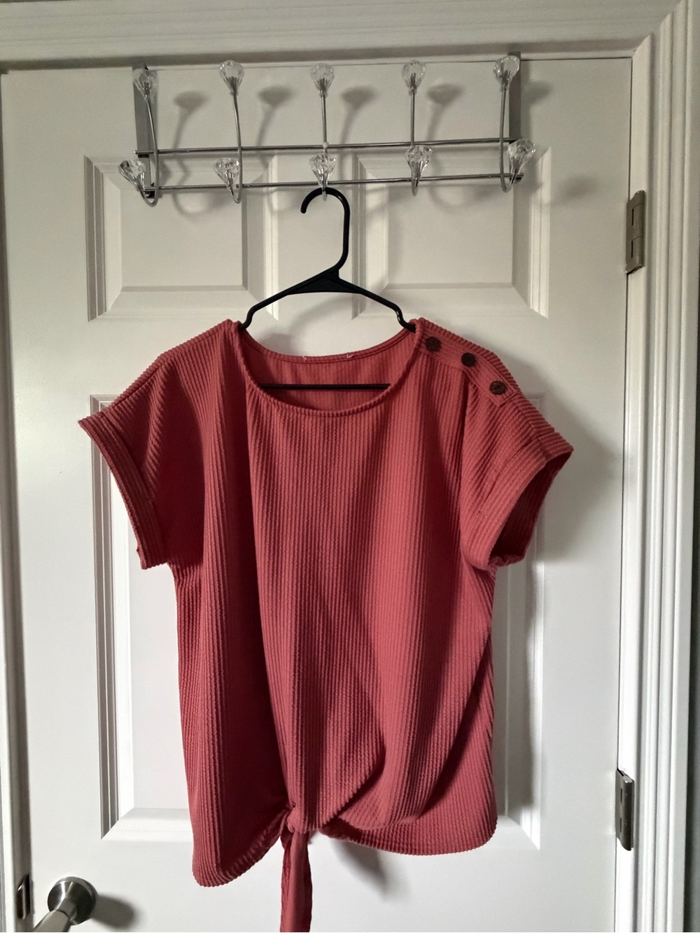 Set the Stage Ribbed Tie-Front Top | Rust | XL